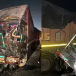 आगरा-लखनऊ एक्सप्रेसवे पर तीन ट्रकों की जोरदार भिड़ंत, एक चालक की मौत और दो घायल | agra news